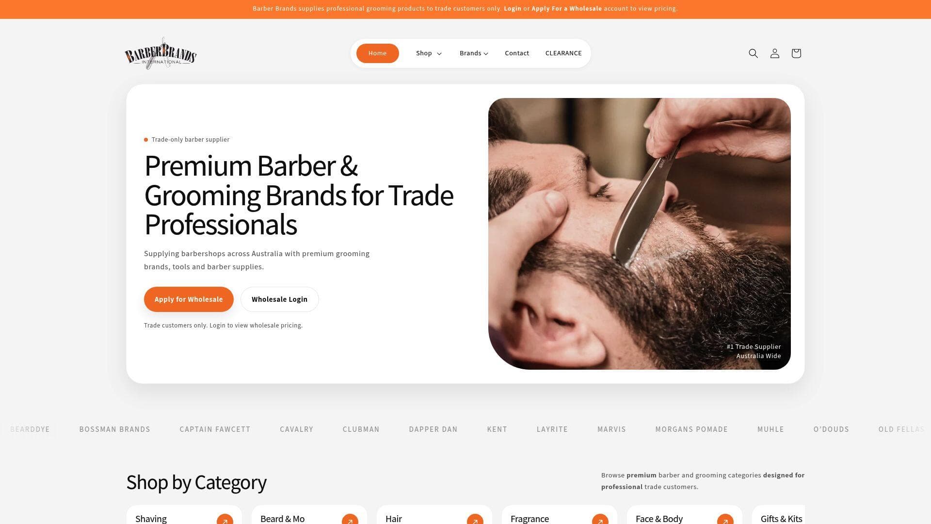 Barber Brands website